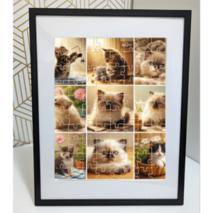 Custom puzzle featuring multiple cats with a photo frame”