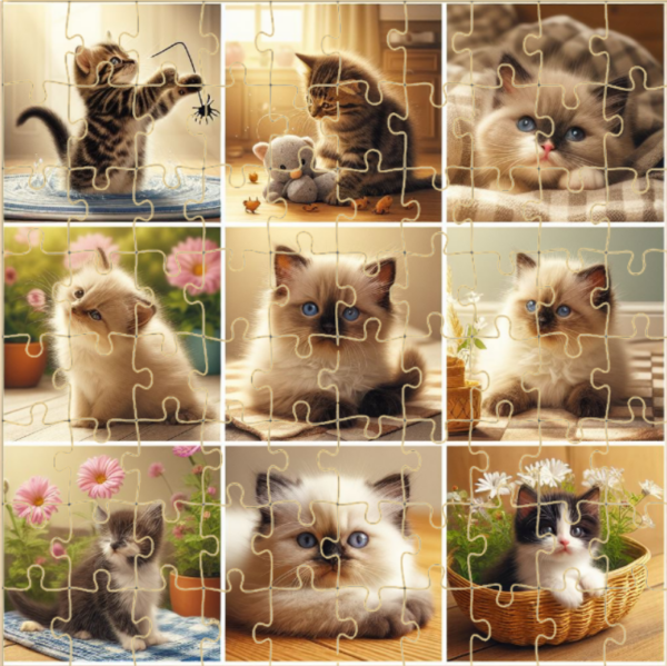 Custom puzzle featuring multiple cats with a photo frame”